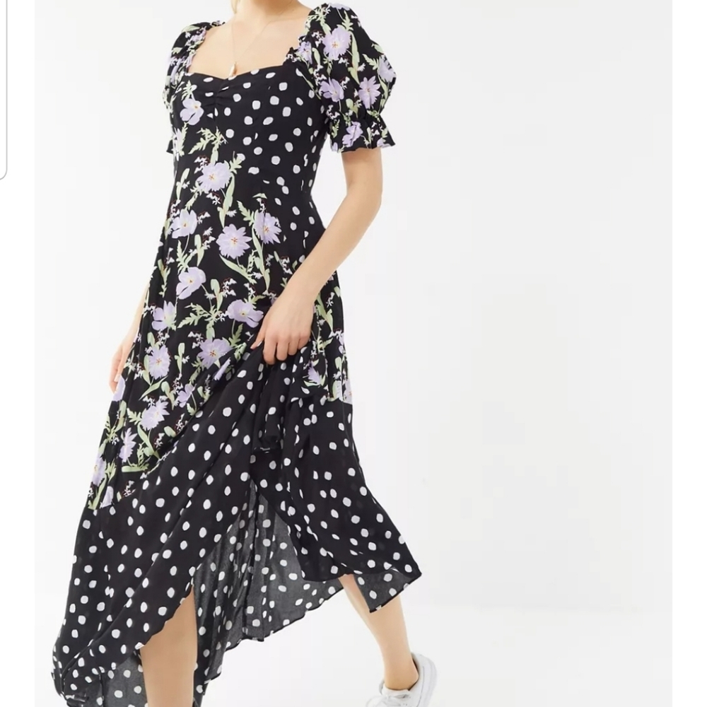 Urban Outfitters Margarete Mixed Print Asymmetrical Maxi Dress Size Large